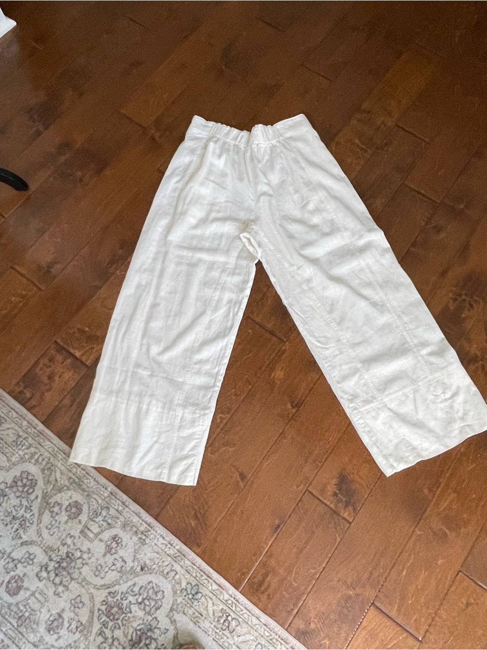 Free People Cream Wide-Leg Linen Blend Pants